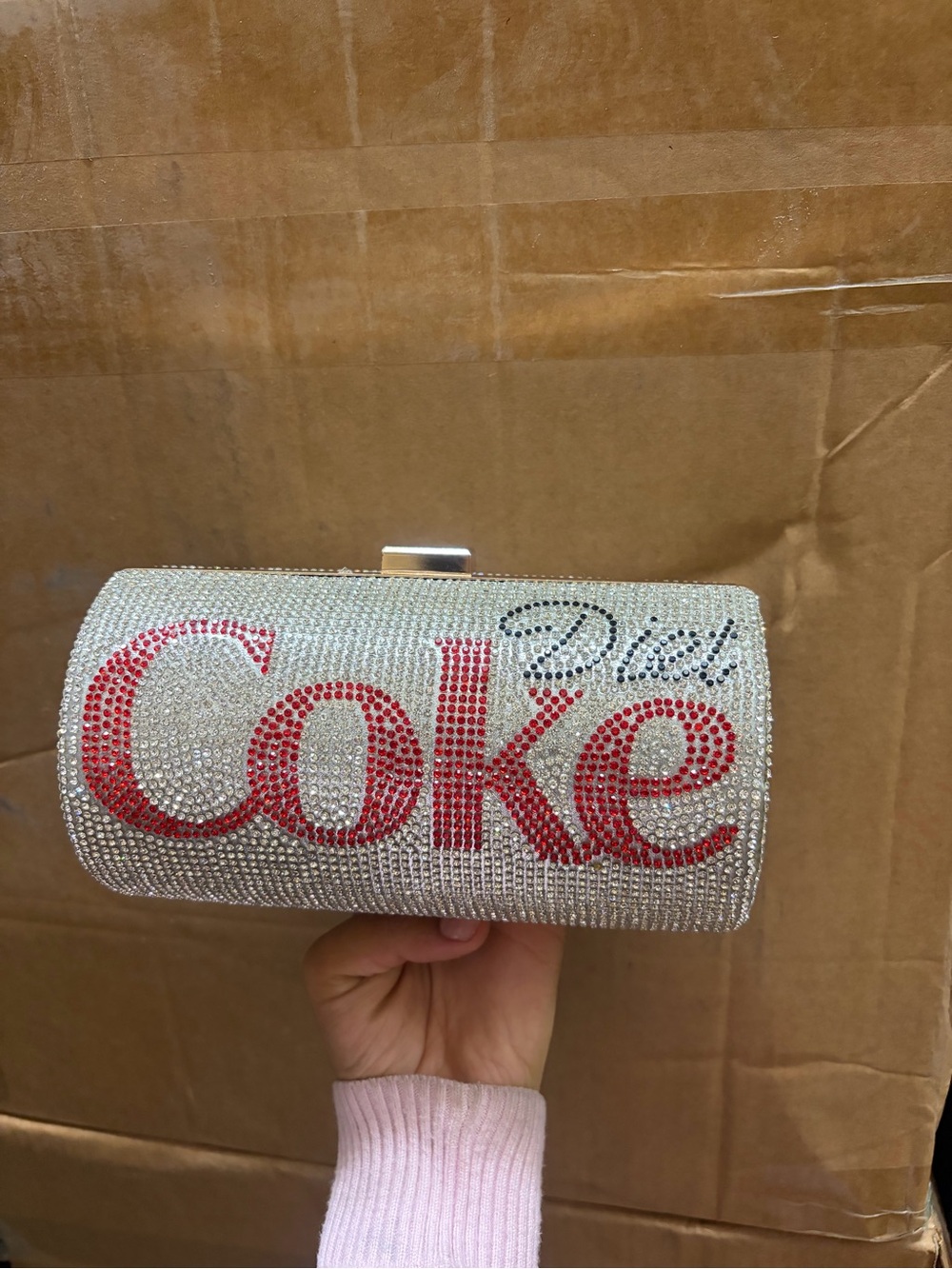 Sparkling Silver 'Coke' Rhinestone Clutch